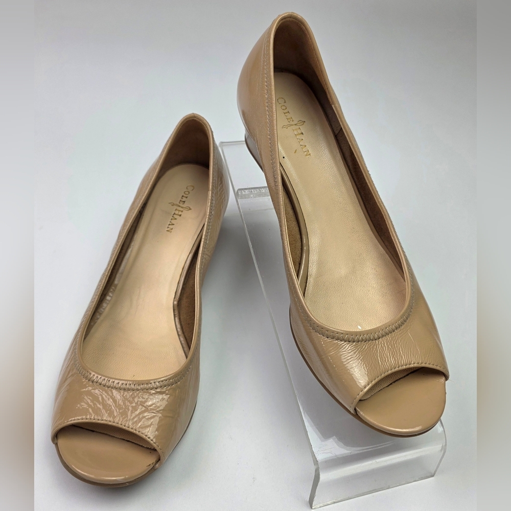 Cole Haan Women's Tan Peep Toe Flats